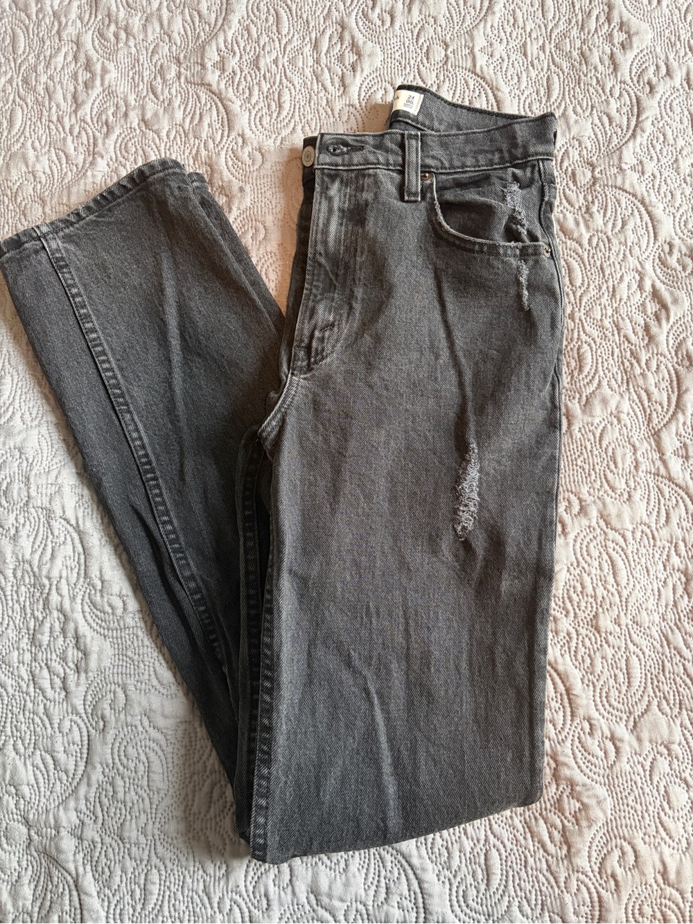Abercrombie & Fitch Women's Charcoal Straight Leg Jeans